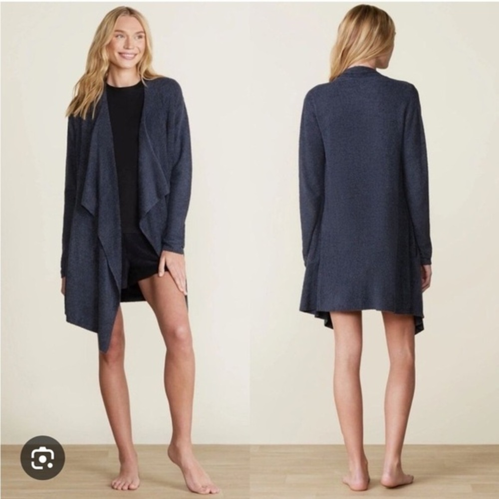 Barefoot Dreams Gray Open Front waterfall island Cardigan Sweater